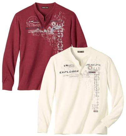 ATLAS FOR MEN - 2er Pack langärmelige Henleyshirts - Verfügbar in großen Größen von M bis 5XL