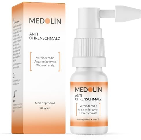 Medolin® Anti Ohrenschmalz - Effektiver Ohrenreiniger als Spray - Ohrenschmalz Entferner zur sicheren Anwendung - Ohrreiniger für Erwachsene & Kinder - Ohrenspülung, 20 ml