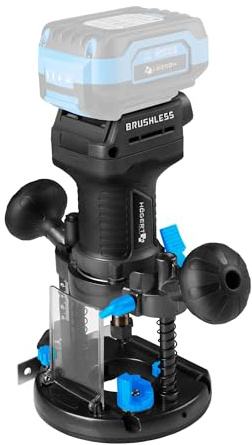 HÖGERT TECHNIK Akku-Oberfräse 18V OneAccuSystem, bürstenloser Motor, 3-in-1 Kanten- Gerad- und Tauchfräse, 8000-26000 RPM, 55 mm Frästiefe, 6 mm Spannzange, LED, ohne Akku