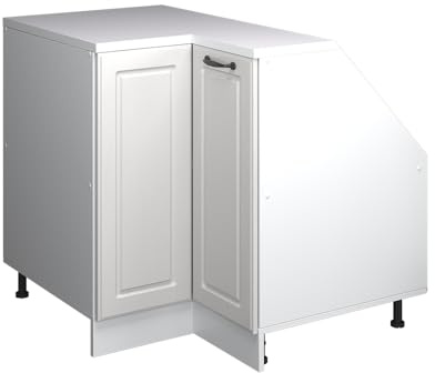 Vicco Eck-Küchenschrank für Dachschrägen R-Line, Weiß Landhaus, 75.6 cm mit 1 Tür, Schrankkorpus 60 cm Tiefe, zur freien Kombination innerhalb modularer Küchensysteme