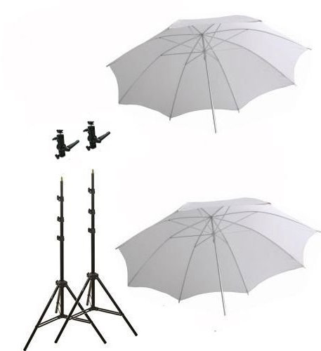 ePhoto 2 off Camera flash Photography Studio Flash Mount Hot Shoe Swivel Bracket Light Stand Umbrellas Kit UBC
