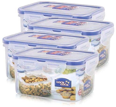 4 x Lock & Lock Rect 470ml Food Container HPL807