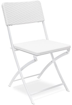 Relaxdays Klappstuhl BASTIAN, Gartenstuhl klappbar HBT 82 x 44 x 50 cm, Balkonstuhl, Rattan-Optik, weiß (1er Pack)