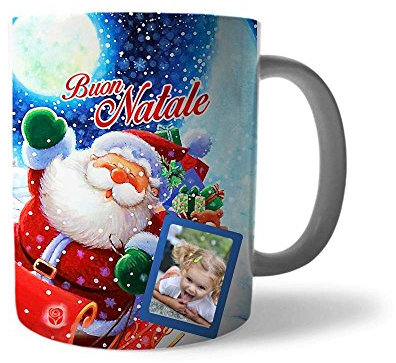 Tazza di Natale Idea Regalo Natalizia Personalizzata con Foto Babbo Natale sulla Slitta