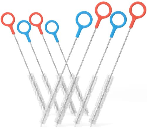 Heavy Duty Cleaning Brushes Set of 8 - Extra Long Straw Cleaners for Metal and Plastic Reusable Drinking Straws, to Clean Small Spaces, Sippy Cups, Water Bottles - Sturdy Hard Brush Bristles