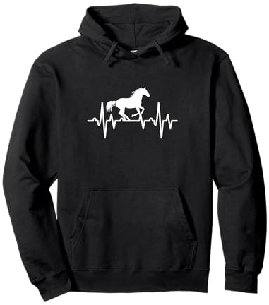Pferd Herzschlag Reitbekleidung EKG Pullover Hoodie