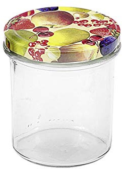 EMSY Schraubdeckelglas mit 82mm to-Deckel Obstdekor 350 ml Pack (6er Pack)