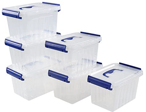 Bblina Clear Plastic Storage Boxes, 3 Liter Small Boxes with Lids, 6 Pack