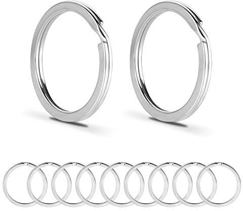 Mikafen Schlüsselringe Set aus 50 multifunktionalen runden flachen Schlüsselanhänger aus Edelstahl 30 mm Spaltring für Autoschlüsselschlüssel zubehör (30mm 50Stück)