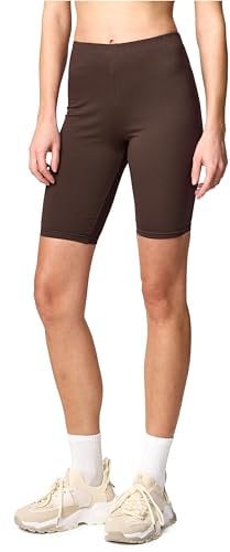 Merry Style Damen Sport Leggings kurz Sportleggings Radlerhose Sporthose aus Baumwolle MS10-200 (Braun, XS)