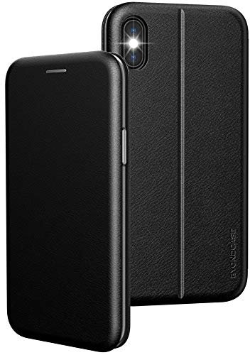 BYONDCASE iPhone X Hülle Schwarz, iPhone XS Hülle [Deluxe Leder Flip-Case Klapphülle] Handyhülle iPhone X Fullbody 360 Grad Rundumschutz Ultra Slim kompatibel mit dem iPhone 10 X/XS