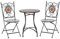 Outsunny Garten Sitzgruppe 3-teilige Mosaiktisch Essgruppe Balkonmöbel Set Gartenmöbel-Set 1 Tisch+2 Faltbare Stühle Terrasse Metall Mehrfarbing
