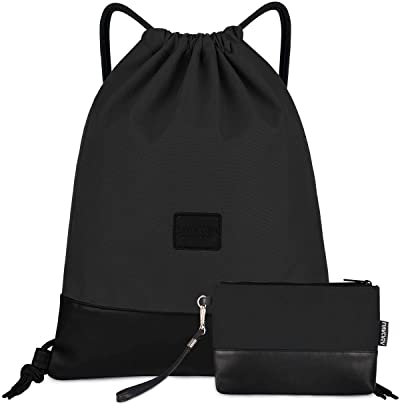 LIVACASA Turnbeutel Mit Reißverschluß Innentasche Sportbeutel Hipster Gym Bag Gefüttert Rucksack Mit Verstellbar Tunnelzug Gymsack für Damen und Herren