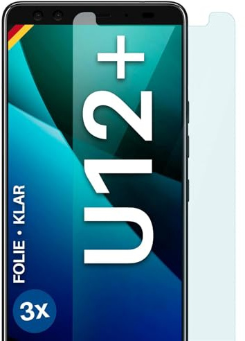 moex für HTC U12 Plus Schutzfolie Displayschutz Folie Ultra-klar HD 0,2 mm kompatibel mit jeder Hülle, Anbringen ohne Blasen, Handyfolie Extra Kratzfest, FlexProtect 3 Stück