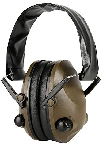 Apofly 1PC Electronic Earmuffs Hearing Protection Folding Headset Noise Reduction Ear Defenders for Women Men Green