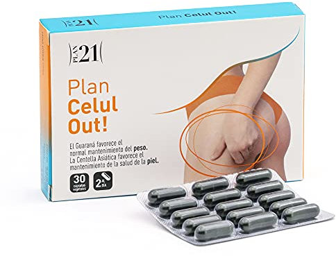 PLAMECA Plan Celul Out Piel Naranja Muslos, Extractos Secos de Naranja Sanquina, Pomelo, Guaraná, Café Verde, Centella Asiática, 30 Cápsulas Vegetales