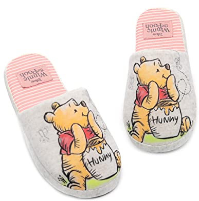 Disney Winnie The Pooh Slippers For Women | Ladies Adults Pooh Bear OR Eeyore House Shoes Merchandise For Her | Foam Slip On 3-4 UK