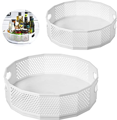 SAMSYOKI 2 Stück Lazy Susan Drehteller, Drehbar Gewürzregal Organizer, Bienenwabe Küchenregal, Küchen Gewürzständer, Gewürzhalter Drehbarer für Gewürzflaschen Öl Zutaten Gläser