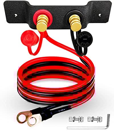 Battery Jump Post Kit with Cable and Mounting Bracket for Remote Battery Charging Heavy Duty Battery Terminal Jumper Post for UTV ATV Car Trucks RV Tractor Mower Diesel Boat
