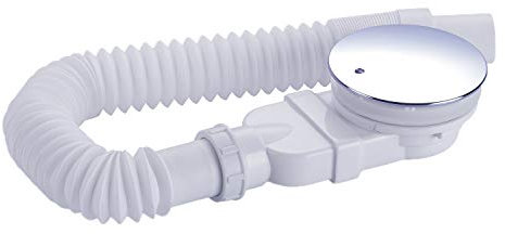 IMPTS Ablaufgarnitur dusche 90mm, extra flach Abfluss Ablaufloch set für Duschwanne, Siphon mit Geruchsstop, Haarsieb, Flexschlauch, Chrom Abdeckung