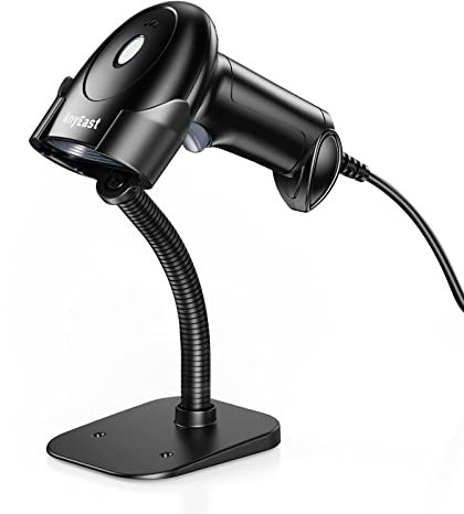Anyeast Barcode Scanner with Stand, Anyeast USB Wired Inventory 2D 1D Code Scanners for Computer POS Support Automatic Screen Scanning, Handheld CMOS Image Bar Code Reader for Warehouse Supermarket