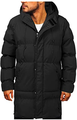 Veste Mi Saison Homme Capuche Longues Thick Matelassée Parka Warm Coupe Vent Hiver Chaud Blouson Doudoune Zippée Outdoor Coton Capuchon Manteaux Outerwear New