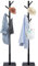 Yawinhe Garderobenständer, Garderobe in Baumform mit Anti-Rutsch-Pad, Kleiderständer aus Massivholz, 180cm Höhe, mit 8 Haken und 3 verstellbaren Höhen,für Eingänge, Schwarz,2 Pack