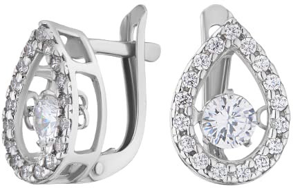 JC Jeweller Carat Damen Ohrringe Silber 925 tanzendes Zirkon (Oval)