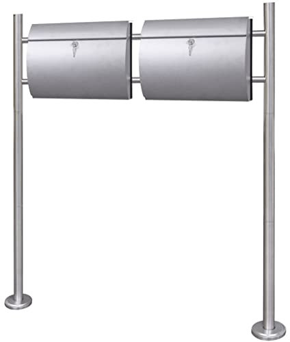 INLIFE Doppelter Briefkasten aus Edelstahl mit Ständer,8.29kg,271748