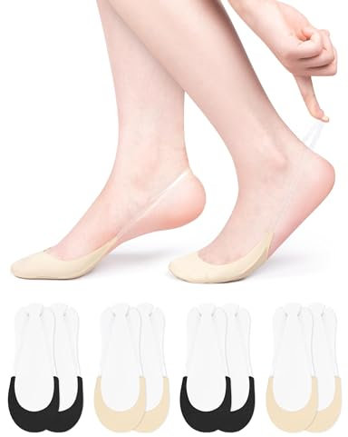 Becellen 4 Paia Calzini Fantasmini Donna, Invisibili Salvapiede Traspiranti Slingback Calze Mezze Calze con Gel Antiscivolo