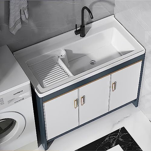 Unterschränke Fürs Bad Mit Waschbecken Keramik,Freistehendes Waschbecken,Keramikbecken Mit Unterschrank,Spüle Für Badezimmer,Keramik Handwaschbecken Spültisch,Waschtisch Universalspüle Waschküche ( Si