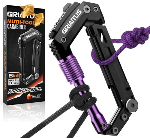 Mousqueton Porte Clé 8en1 Outil Multifonction Cadeau Homme Gadget Insolite Utile Accessoires Camping Avec Ouvre-Bouteille Règle Scie Tournevis