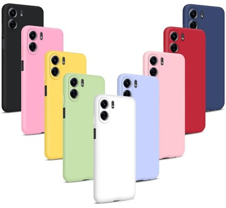 9X Funda para Xiaomi Redmi 13C/Poco C65, Carcasas Flexible Suave TPU Silicona, Ultra Delgado Mate Antigolpes Anti-Arañazos Protección Color Puro Caso con Sedoso Tacto Suave, 9 Colores