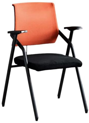 VENYAA Tragbarer Konferenzstuhl, mit Arms Event Stuhl Faltbarer Trainingsstuhl mit Lendenwirbelstütze, Armlehne Mesh Bürostuhl Rücken mit Schreibbrett für Büro(Color:ORANGE)