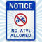 GQWJKSZ Wanddekoration, Hinweistafel „No ATV's Allowed“ (mit Grafik). Schild mit 30,5 x 20,3 cm großen Aluminiumplatten, bedruckt