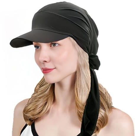 AIDIER Damen Weiche Chemo Turban mit Krempe Damen Chemo Turban Mütze Sommer Damen Vorgebundenes Kopftuch für Haarausfall Chemo Turban für Krebs Slouchy Kopfwickel Strecken Muslimisches Kopftuch Chemo
