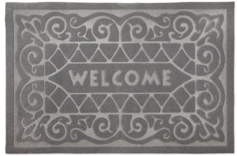 Emma Barclay Non Slip Easy Care Absorbant Door Mat Rug (60x40cm) (Grey Welcome)