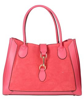 Viola Castellani Borsa a Mano Pelle Vera Fucsia 35x25,5x15 Elegante Donna Made in Italy