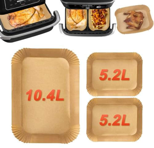 Anttyscar 100PC Air Fryer Liners for Ninja Flex Drawer AF500UK, Also Compatible for DZ201,DZ401 Dual Air fryers, Air Fryer Accessories, Parchment Paper Liners(50PC 31x21x5CM +50PC 20.5x15.5x5CM)