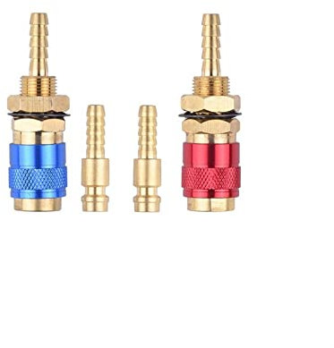 Brensty 2 StüCk 6 Mm WassergeküHlter LuftgeküHlter Gas-Wasser-Adapter Schnellkupplung für MIG WIG-SchweißBrennerstecker, Blau + Rot