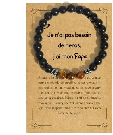 Cadeau Papa Naturelle 8mm Bracelets Pour Papa Idee Cadeau Fete Des Peres Personnalisé Pierre Cadeaux Fête Des Pères Cadeau Anniversaire Papa Cadeau Pour Pere Cadeau Merci Cadeau Noel Cadeau Beau Pere