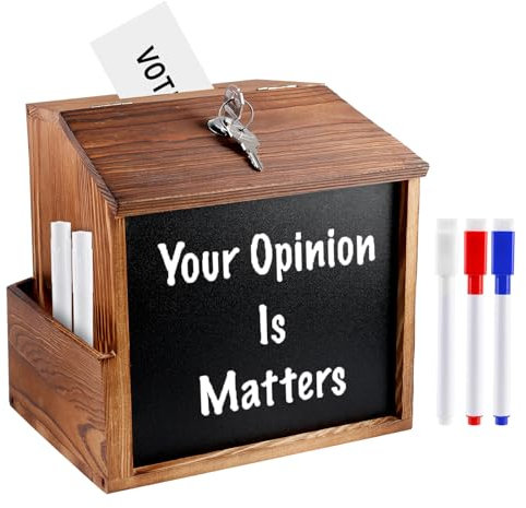 Holz Vorschlagsbox - Spendenbox Abschließbar, Wahlurne Spendenbox, Kommentarbox Abschließbare Spendenbox Losbox, Vorschlagsbox für Kommentare Stimmzettel Spenden(21 * 20 * 16CM)