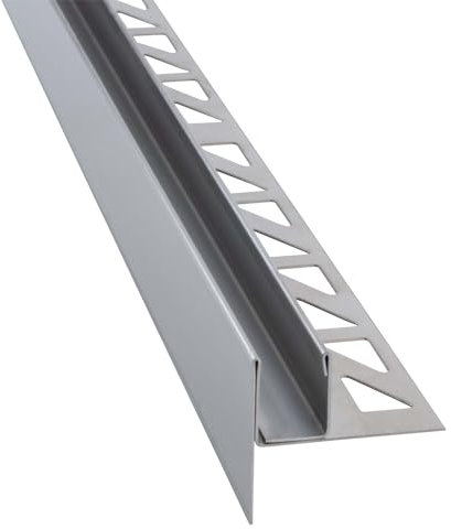 Dalsys Gefällekeil Dusche 200cm, Höhe 19mm, Links Silber U-Profil zur Glasaufnahme für ebenerdige Dusche, aus korrosionsbeständigem V2A Edelstahl