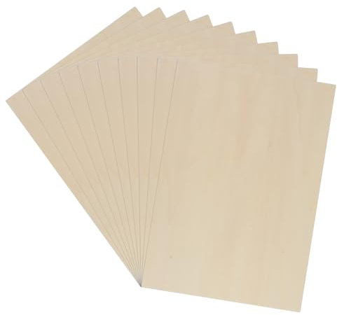 Litinliv 10 Piezas Madera de Balsa, Madera Contrachapada 300 x 210 x 2mm Contrachapado, Madera de Tilo para Maquetas, Hojas de Madera para Manualidades para Proyectos de Láser, Artes y Grabado