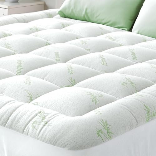 Niagara Sobrecolchón de bambú | Topper para colchón 135 x 190 cm | Grosor 2.5 cm | Refrescante, Transpirable para aliviar el Dolor de Espalda, Bolsillos Profundos para colchones de 20-50 cm