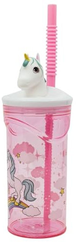 KP Pharma Unicorn 3D Figurine Kids Tumbler with Straw and Lid, BPA-Free, Durable, 360 ml, Girls Boys Water Bottle Tumbler for School, Travel, Sports or Daily Use