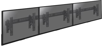 KIMEX - Support TV - Mur d'images - Fixation Murale - pour 3 écrans 49-55 Pouces - Mécanisme Push Pull - Noir - 017-2113K