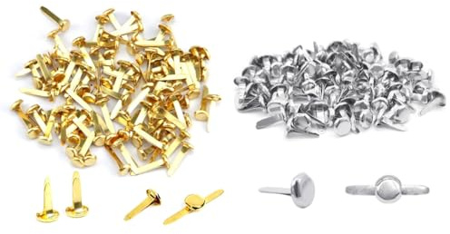 Ceeyoll 200 Pezzi Fermacampioni, Fermacampioni Ottonati, Cuore Attaccamento Parigino, Clip in Metallo A Testa Tonda, per Carta Scrapbooking E Artigianato