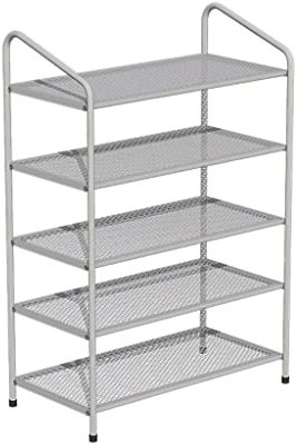 Freestanding Shoe Rack Organiser with 4 Tiers and 5 Tiers Stackable Metal Shoe Storage Wire Mesh Shoe Rack for Cupboard Entrance Bedroom Living Room Offers P