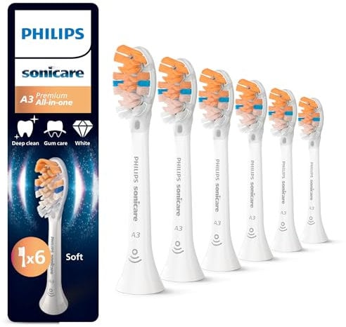 Philips Sonicare A3 Premium All-in-One, Original Ersatzbürstenköpfe, Weiß, 6er-Pack, HX9096/87